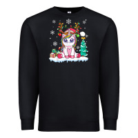 Black cute unicorn christmas shirt kid girls women deer santa xmas 1 Premium Sweatshirt - linhVisuals