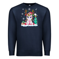 Navy cute unicorn christmas shirt kid girls women deer santa xmas 1 Premium Sweatshirt - linhVisuals