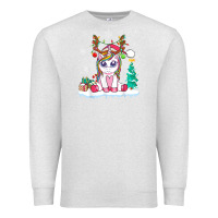 Oatmeal Heather cute unicorn christmas shirt kid girls women deer santa xmas 1 Premium Sweatshirt - linhVisuals