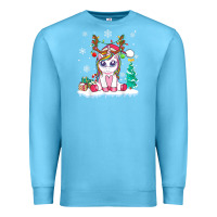 Ocean Blue cute unicorn christmas shirt kid girls women deer santa xmas 1 Premium Sweatshirt - linhVisuals