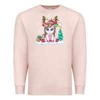 Pale Pink cute unicorn christmas shirt kid girls women deer santa xmas 1 Premium Sweatshirt - linhVisuals