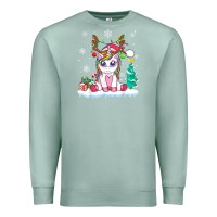 Seafoam cute unicorn christmas shirt kid girls women deer santa xmas 1 Premium Sweatshirt - linhVisuals
