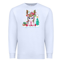 White cute unicorn christmas shirt kid girls women deer santa xmas 1 Premium Sweatshirt - linhVisuals