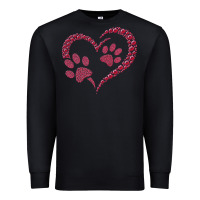 Black funny valentine day gift t  shirt paw print heart dog cat owner lover Premium Sweatshirt - linhVisuals