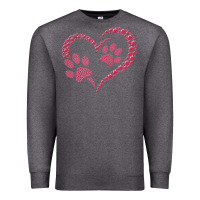 Charcoal Heather funny valentine day gift t  shirt paw print heart dog cat owner lover Premium Sweatshirt - linhVisuals