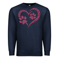 Navy funny valentine day gift t  shirt paw print heart dog cat owner lover Premium Sweatshirt - linhVisuals