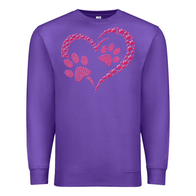 Funny Valentine Day Gift T  Shirt Paw Print Heart Dog Cat Owner Lover Premium Sweatshirt by linhVisuals | Teevron