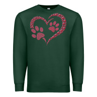Sports Green funny valentine day gift t  shirt paw print heart dog cat owner lover Premium Sweatshirt - linhVisuals