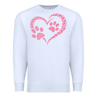 White funny valentine day gift t  shirt paw print heart dog cat owner lover Premium Sweatshirt - linhVisuals