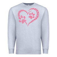 Heather Grey funny valentine day gift t  shirt paw print heart dog cat owner lover Premium Sweatshirt - linhVisuals