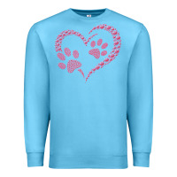 Ocean Blue funny valentine day gift t  shirt paw print heart dog cat owner lover Premium Sweatshirt - linhVisuals