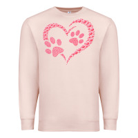 Pale Pink funny valentine day gift t  shirt paw print heart dog cat owner lover Premium Sweatshirt - linhVisuals