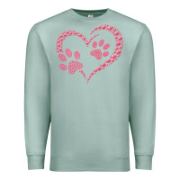 Seafoam funny valentine day gift t  shirt paw print heart dog cat owner lover Premium Sweatshirt - linhVisuals