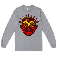 Heather Grey african masks 2 Long Sleeve Tee - BundleAndBundleShop