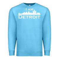 Ocean Blue I Am Detroit Premium Sweatshirt - linhVisuals