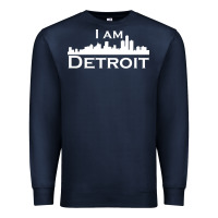 Navy I Am Detroit Premium Sweatshirt - linhVisuals