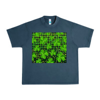 Midnight Navy Saint Patricks Day Shamrock And Plaid Urban Heavy Tee - RanaPortraitStore