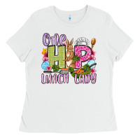 White Easter Day One hip Lunch Lady Ladies Tee - OliviaCreatesArt
