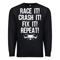Black funny drone racing design men women drone pilot rc racers Premium Sweatshirt - linhVisuals
