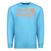 Ocean Blue just peachy retro 70s georgia peaches summer fruit Premium Sweatshirt - linhVisuals