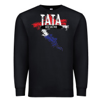 Black mens tata croatian father croatia bester papa father's day Premium Sweatshirt - linhVisuals