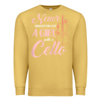 Antique Gold never underestimate a girl with a cello Premium Sweatshirt - linhVisuals