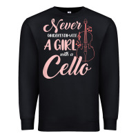 Black never underestimate a girl with a cello Premium Sweatshirt - linhVisuals