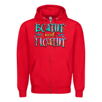 Red boatin' and floatin' Zipper Hoodie - JahusDesignShop