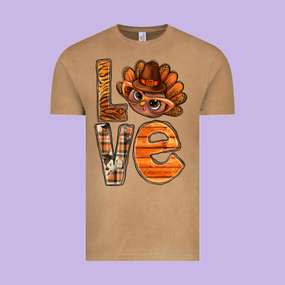 Thanksgiving With Turkey Love Bbs Vintage Tee Designed By Bundleandbundleshop