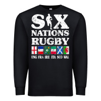 Black rugby 6 nations england france ireland italy scotland wales t shirt Premium Sweatshirt - linhVisuals