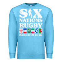 Ocean Blue rugby 6 nations england france ireland italy scotland wales t shirt Premium Sweatshirt - linhVisuals