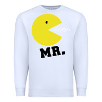 White Mr Pacman Premium Sweatshirt - linhVisuals