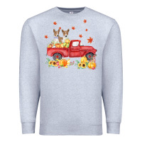 Heather Grey basenji pumpkin truck fall leaf thanksgiving halloween Premium Sweatshirt - linhVisuals