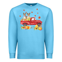 Ocean Blue basenji pumpkin truck fall leaf thanksgiving halloween Premium Sweatshirt - linhVisuals