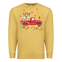 Antique Gold basenji pumpkin truck fall leaf thanksgiving halloween Premium Sweatshirt - linhVisuals