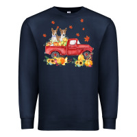 Navy basenji pumpkin truck fall leaf thanksgiving halloween Premium Sweatshirt - linhVisuals