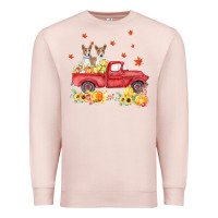 Pale Pink basenji pumpkin truck fall leaf thanksgiving halloween Premium Sweatshirt - linhVisuals