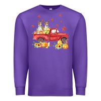Purple basenji pumpkin truck fall leaf thanksgiving halloween Premium Sweatshirt - linhVisuals