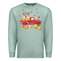 Seafoam basenji pumpkin truck fall leaf thanksgiving halloween Premium Sweatshirt - linhVisuals