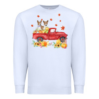 White basenji pumpkin truck fall leaf thanksgiving halloween Premium Sweatshirt - linhVisuals
