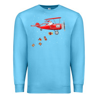 Ocean Blue christmas santa claus pilot flying airplane gift tee Premium Sweatshirt - linhVisuals