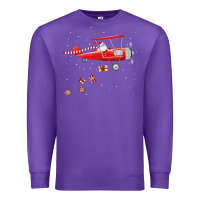 Purple christmas santa claus pilot flying airplane gift tee Premium Sweatshirt - linhVisuals