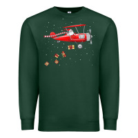 Sports Green christmas santa claus pilot flying airplane gift tee Premium Sweatshirt - linhVisuals