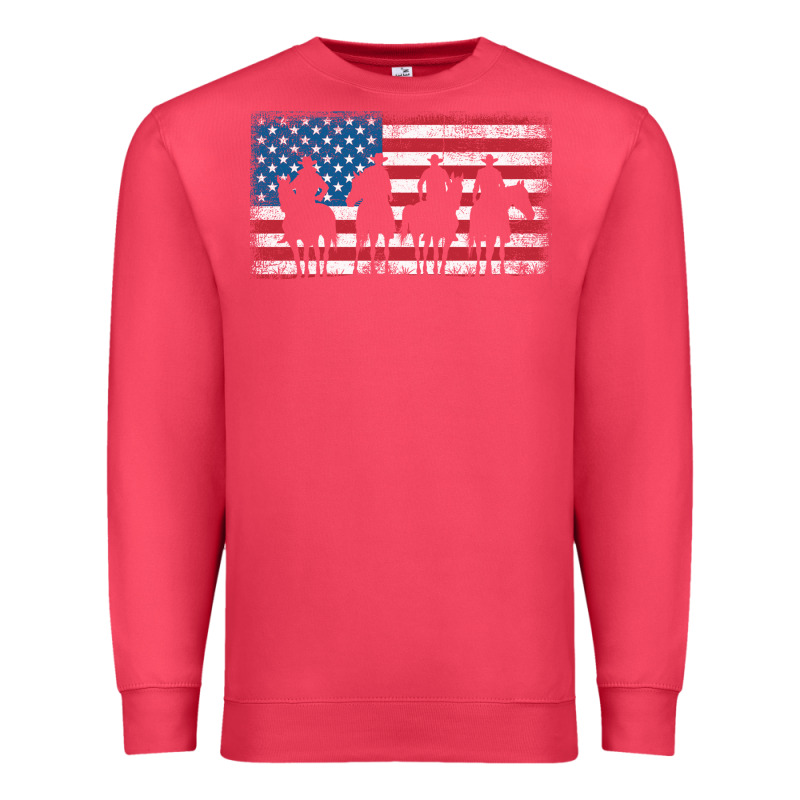 Cowboy Patriotic American Flag 4th Of July Gift Tee Premium Sweatshirt by linhVisuals | Teevron