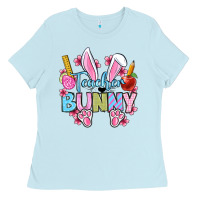 Baby Blue Easter Teacher bunny Ladies Tee - OliviaCreatesArt
