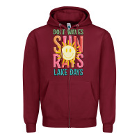 Burgundy boat waves sun rays lake days Zipper Hoodie - JahusDesignShop