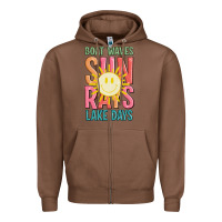 Chestnut boat waves sun rays lake days Zipper Hoodie - JahusDesignShop