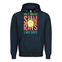 Navy boat waves sun rays lake days Zipper Hoodie - JahusDesignShop