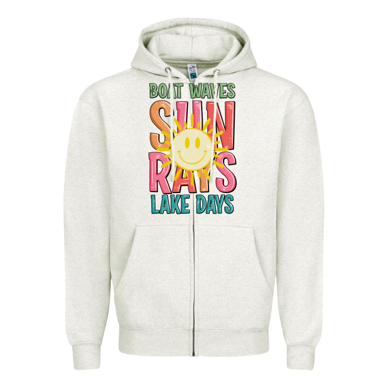 Boat Waves Sun Rays Lake Days Zipper Hoodie by JahusDesignShop | Teevron