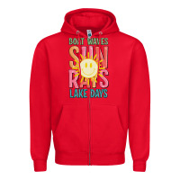 Red boat waves sun rays lake days Zipper Hoodie - JahusDesignShop